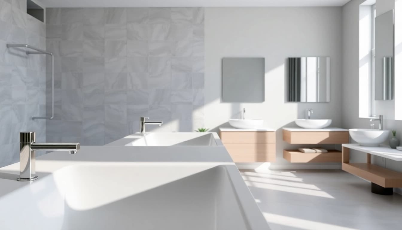 In einem modernen Badezimmer zeigt sonni sanitär elegante Armaturen und stilvolle Möbel.