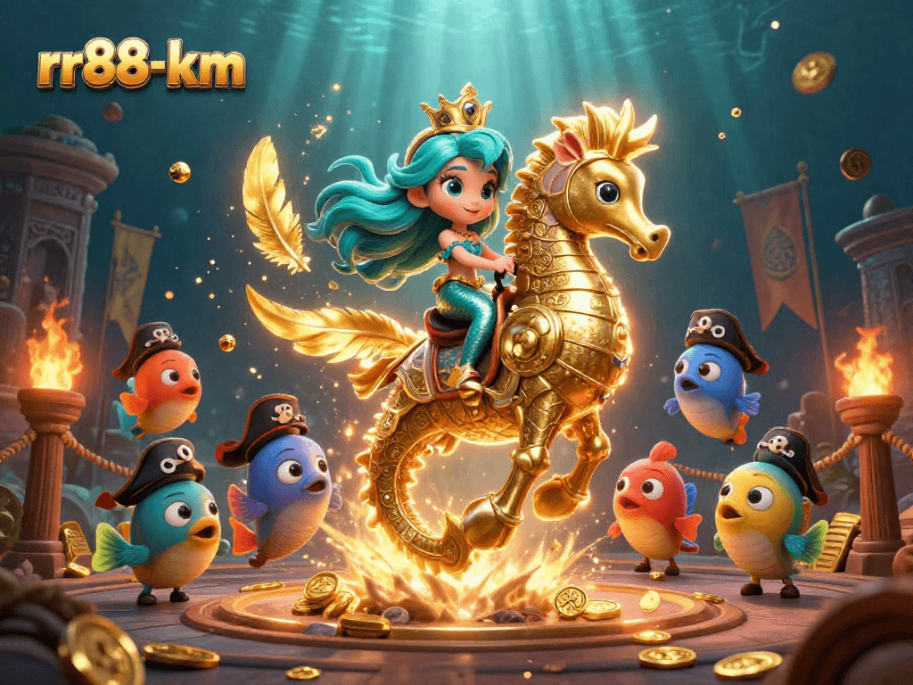 Engage with rr88-km in a vibrant underwater casino scene featuring a mermaid and seahorse.