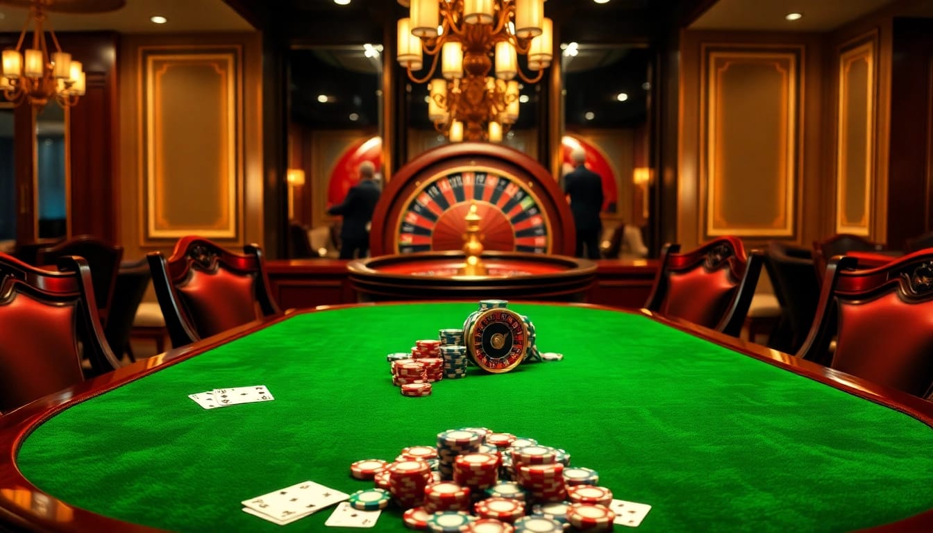Experience high-stakes excitement at https://kkwin.life/, featuring a luxurious poker table setup.