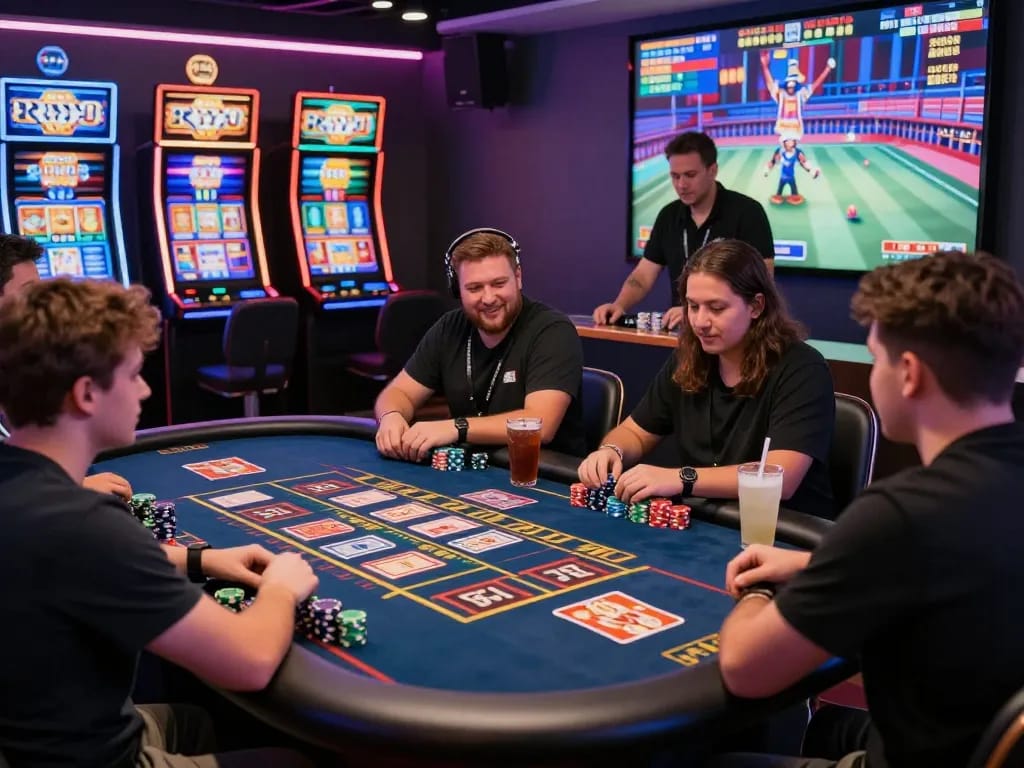 Engaging nk88 online casino scene with players interacting in a vibrant digital environment.