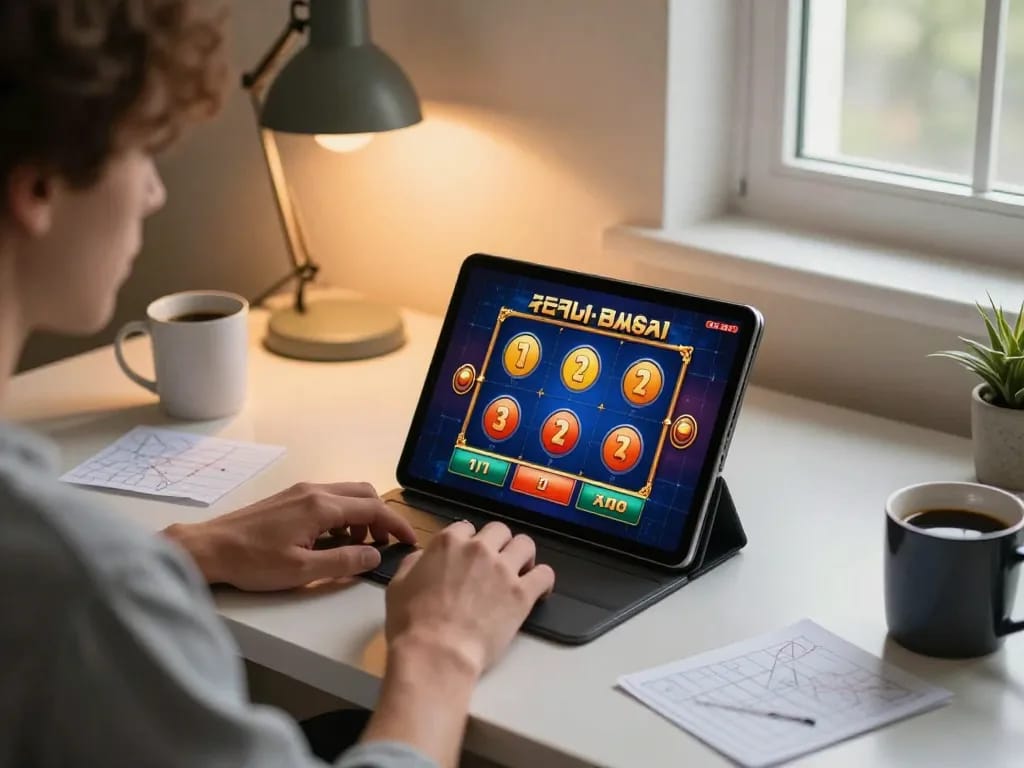 Player enjoying slots at https://lu88live.com/ in a cozy home setting, showcasing responsible gaming.