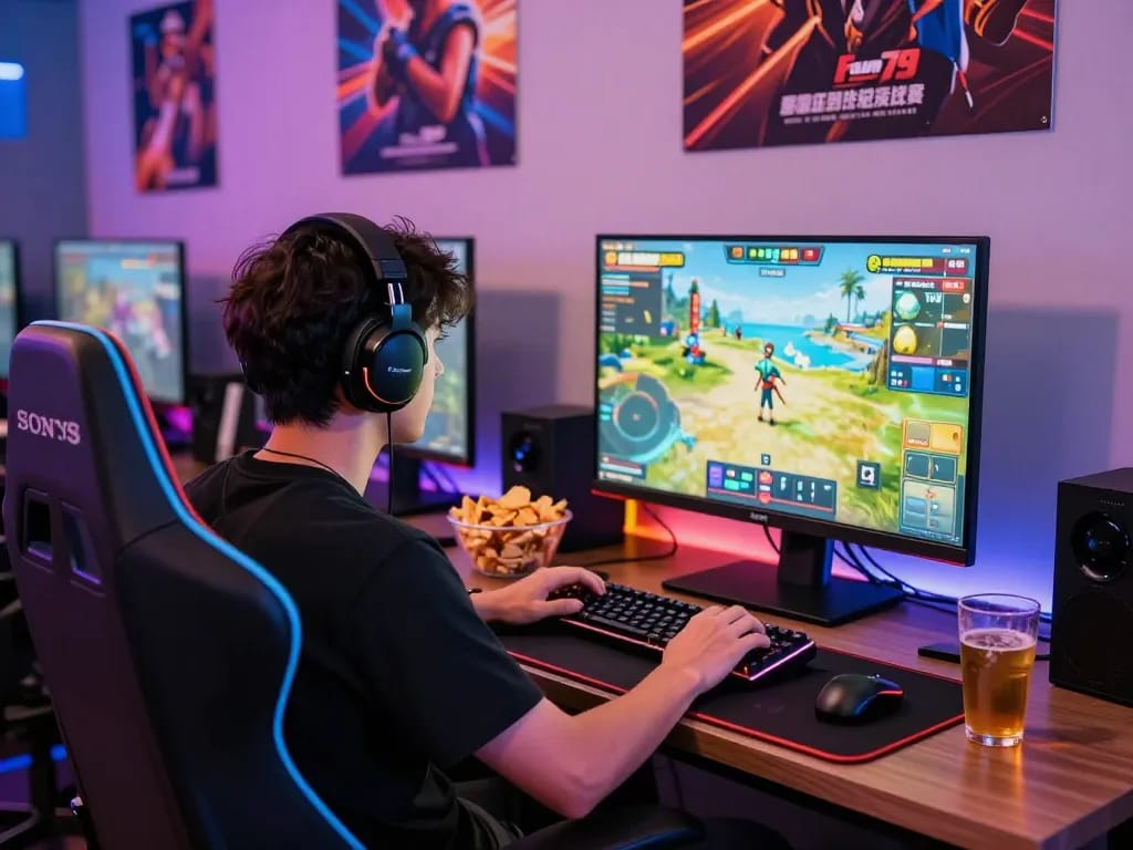 Exciting gaming scene on trang chủ fun79 showcasing a player immersed in a vibrant online fishing game.