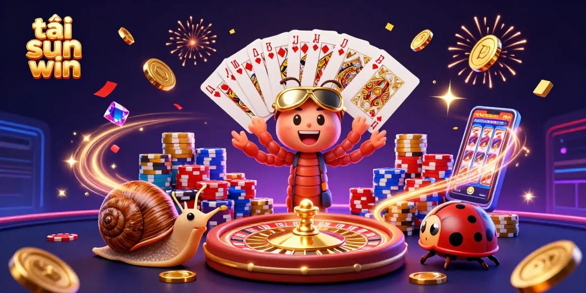 Engage in thrilling gameplay with tải sun win amidst a vibrant casino scene showcasing a millipede dealer and high-rollers.