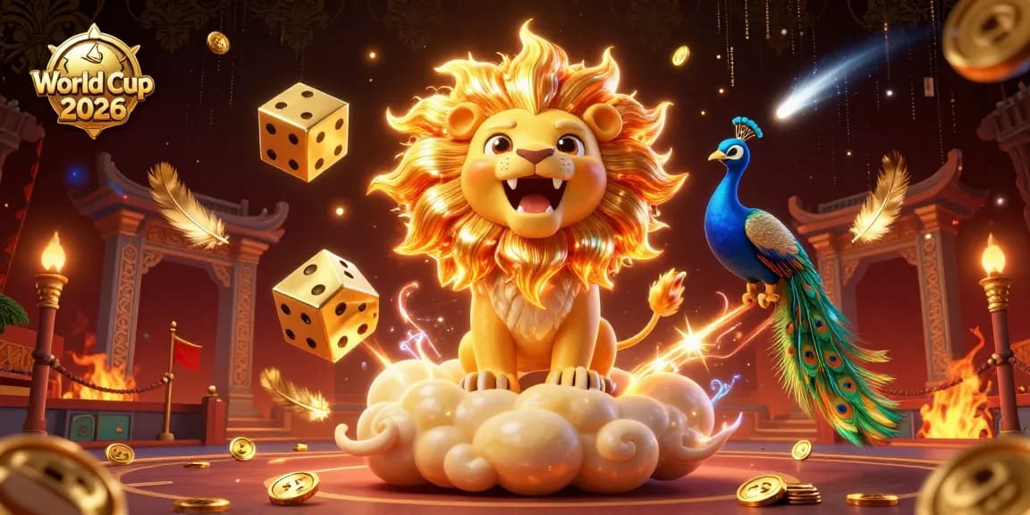Experience dynamic gameplay in World Cup 2026 with a thrilling sports betting scene featuring roaring lion and golden dice.