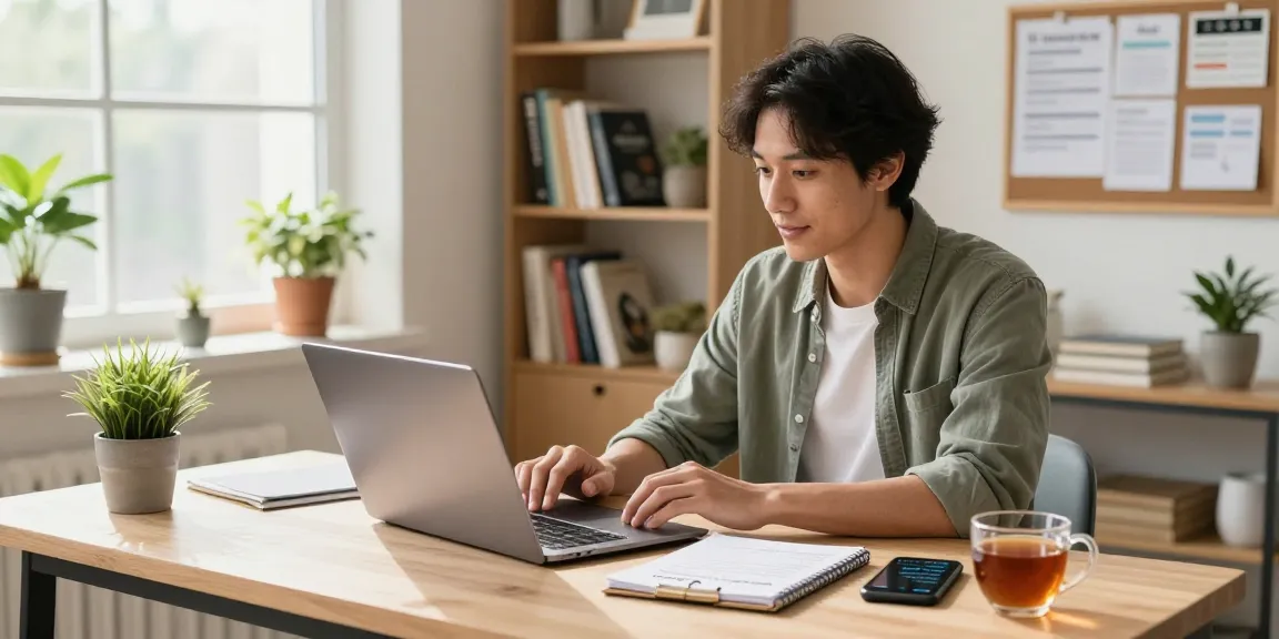 Solo traders video calling clients in a stylish home office with notes, plants, and natural light.