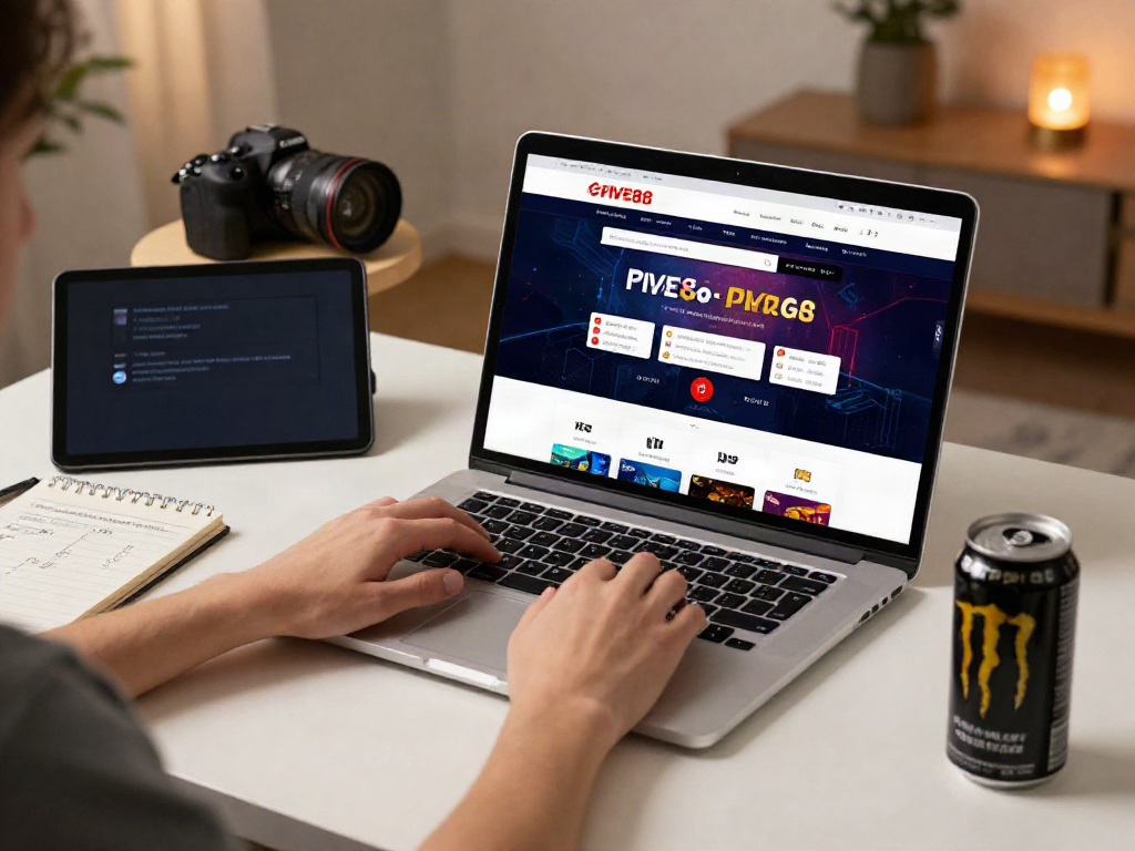 Engaged user exploring Link vào oxbet on a laptop in a cozy gaming setup.