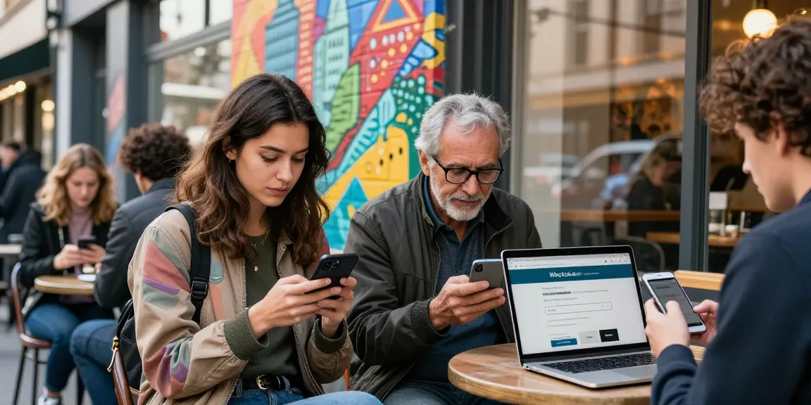 Check this phone number with engaging urban scene of diverse people using smartphones for reverse lookup