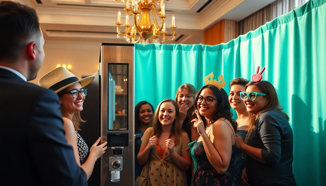 Capture the joy of photo booth rental chicago with guests having fun and engaging with playful props.