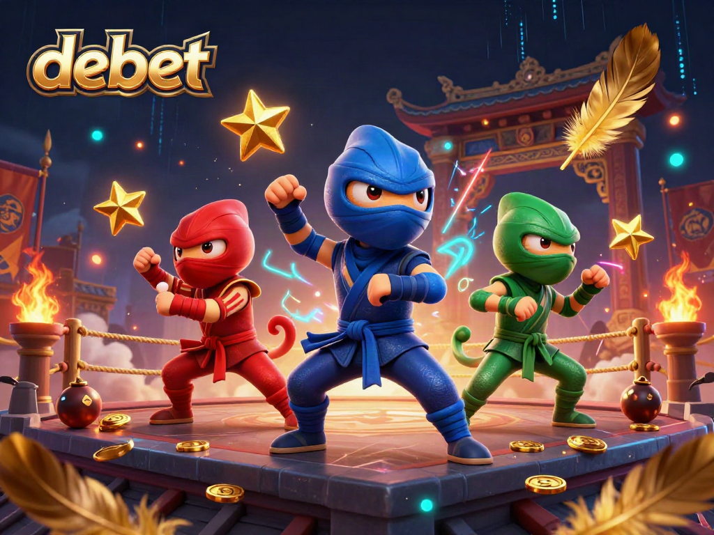 Engage in exhilarating gambling with debet at this dynamic 3D casino-themed scene featuring ninja chameleons.