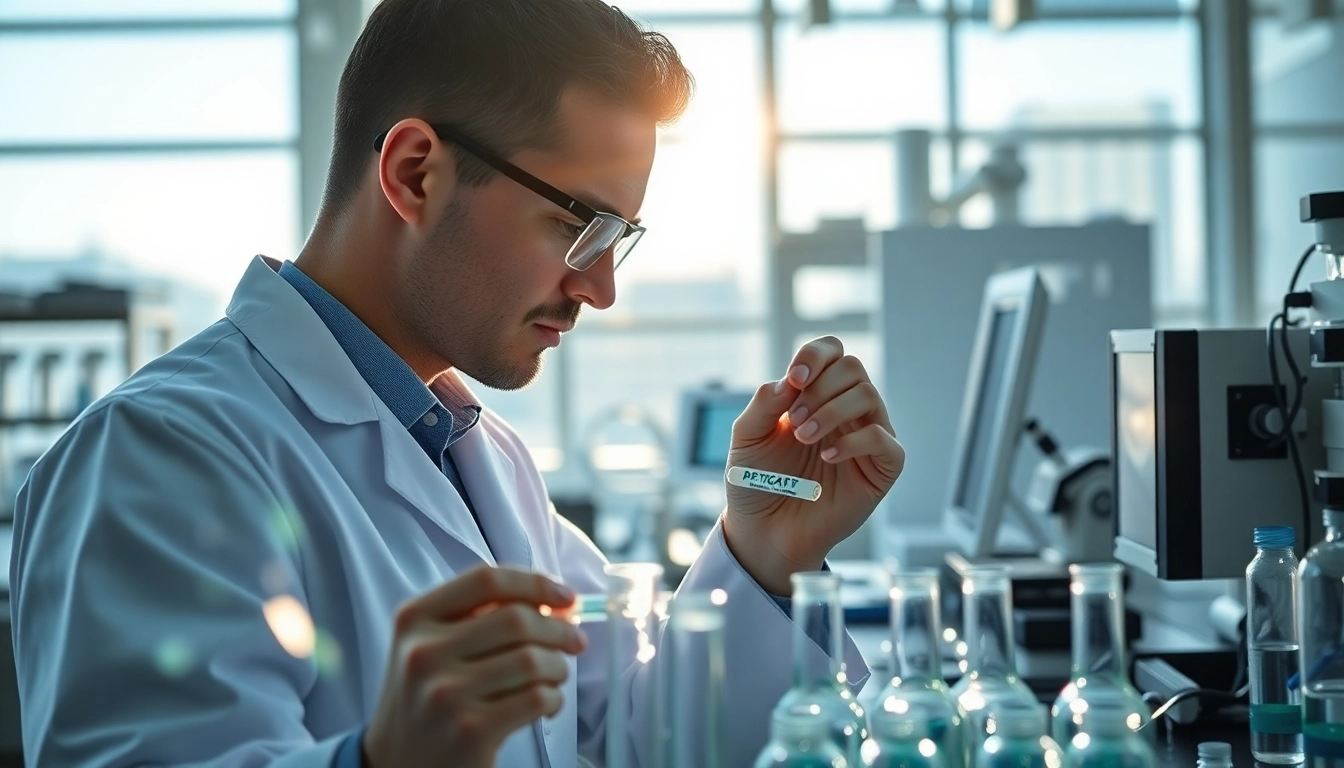 Analyzing Peptides UK with a focus on scientific precision in a modern lab environment.
