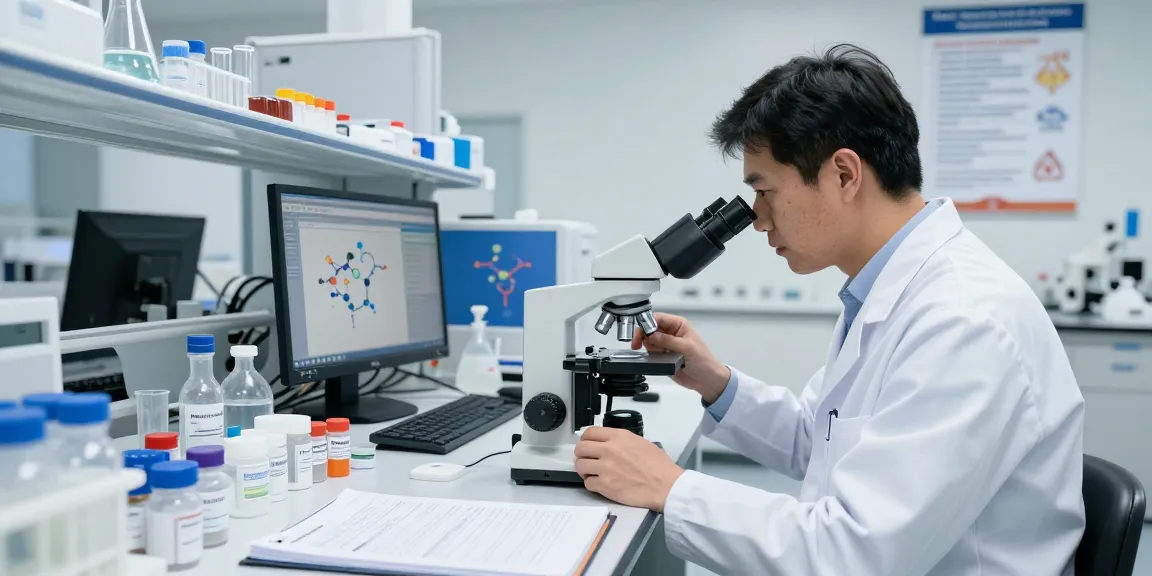 Scientist examining Retatrutide samples in a research lab, showcasing where to buy retatrutide uk for scientific purposes.