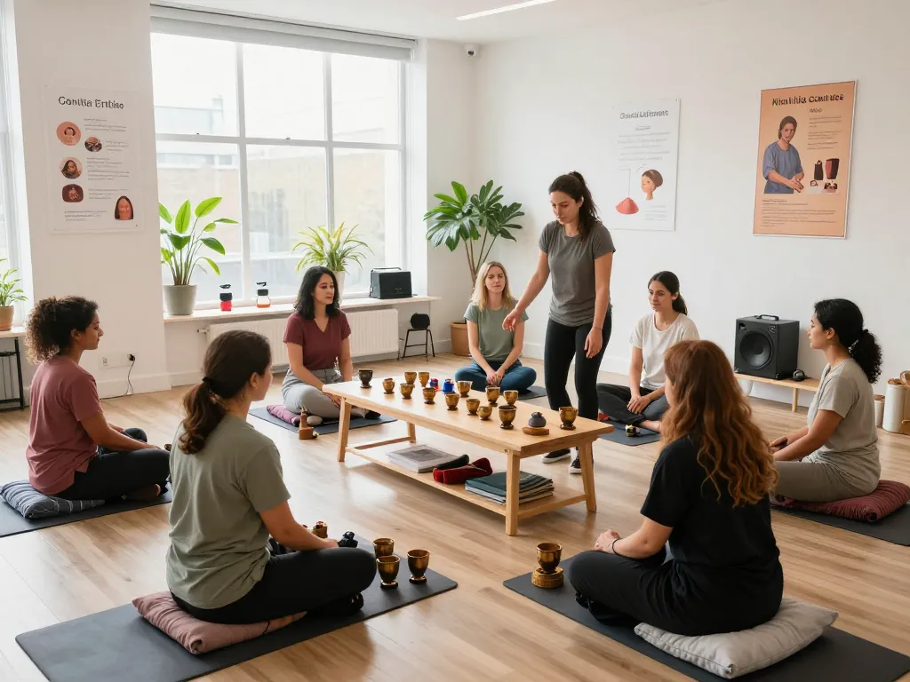 Women participating in hijama training London session, learning practical cupping techniques in a modern studio.