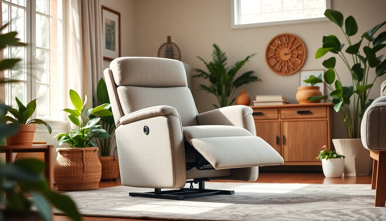 Comfortable recliner lift chair in a cozy living room, inviting relaxation and style.