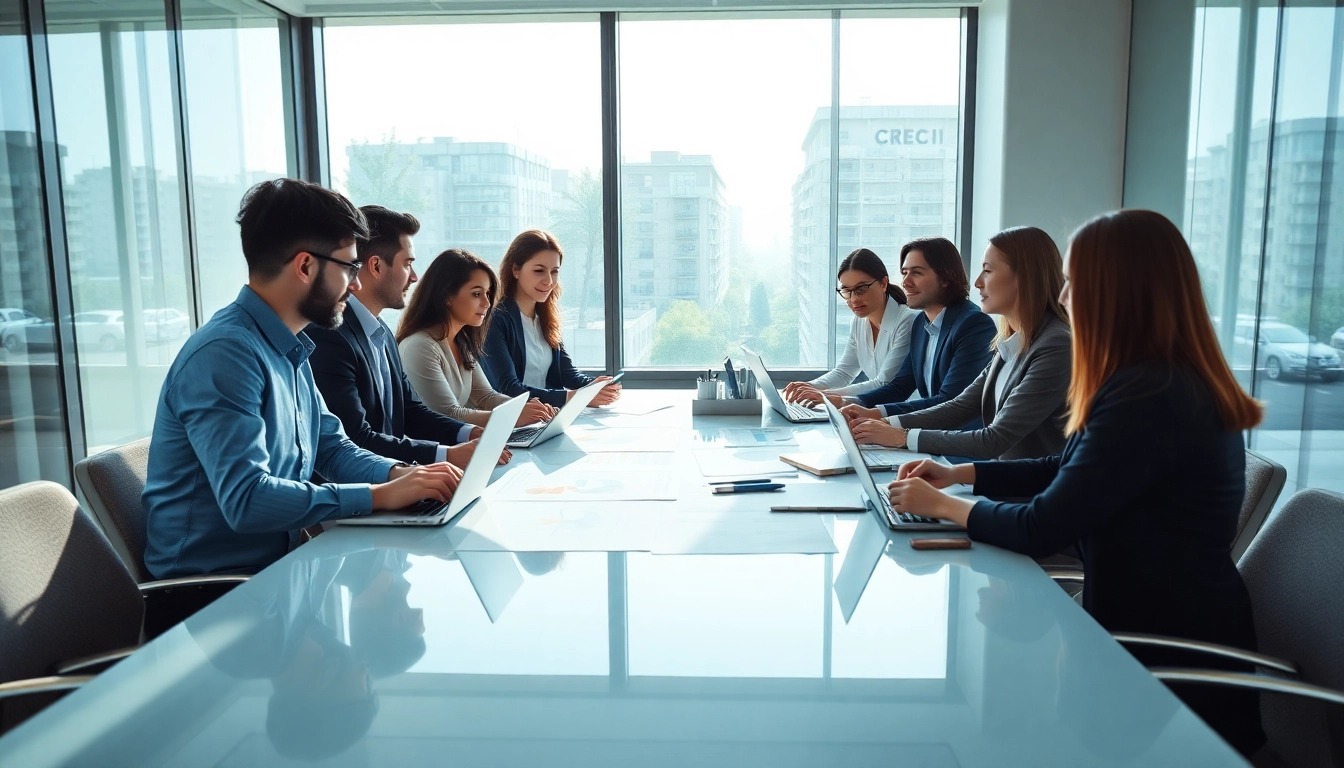 Business owners strategizing collaboratively in a modern office space, creating a productive atmosphere.
