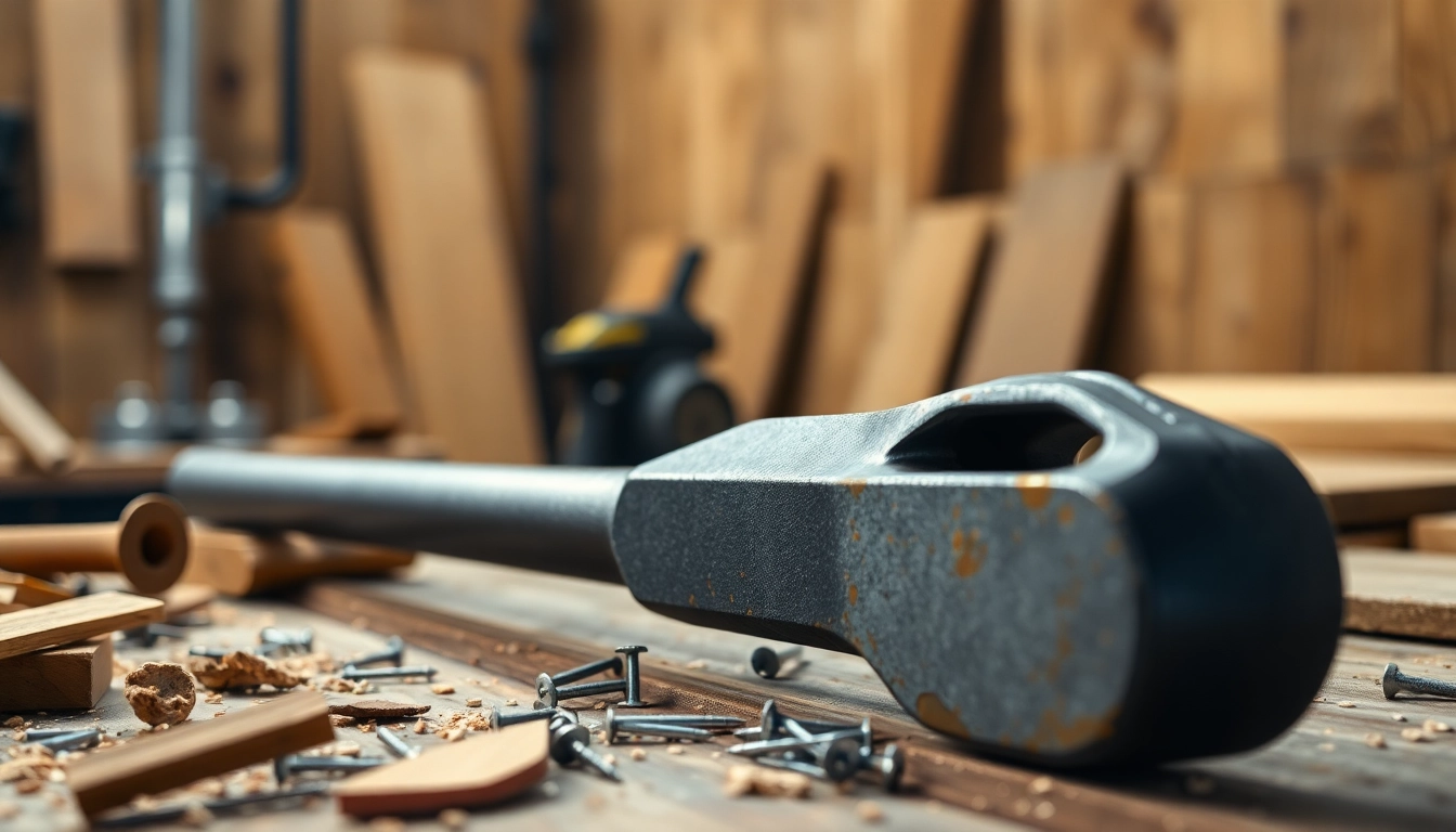 Using a fubar wrecking bar for demolition, showcasing its strength and versatility in a workshop setting.