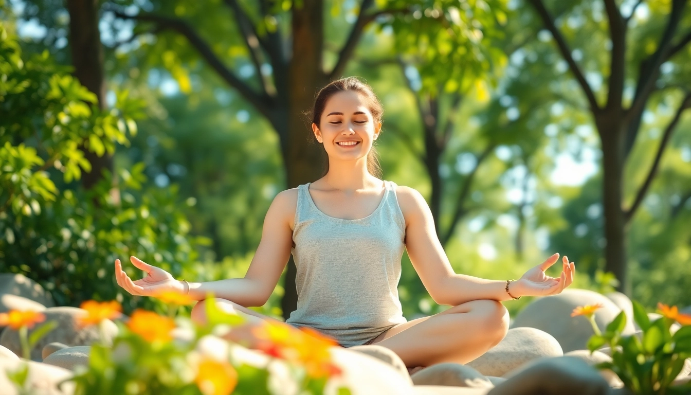 Promoting mental wellness through serene meditation in a natural setting.