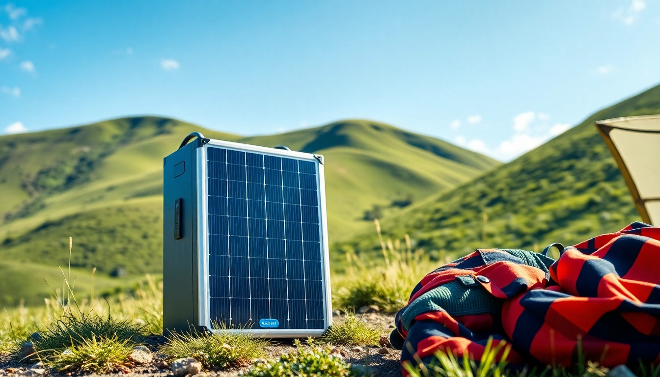 Showcasing EcoFlow solar power station in a natural outdoor setting with vibrant colors.