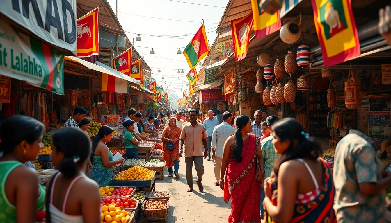 Lanka Add marketplace scene with vibrant stalls and local culture