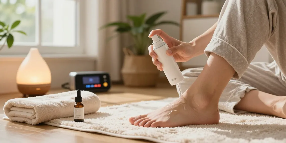 Applying Magnesium Body Spray in a calming home setting for relaxation and well-being.