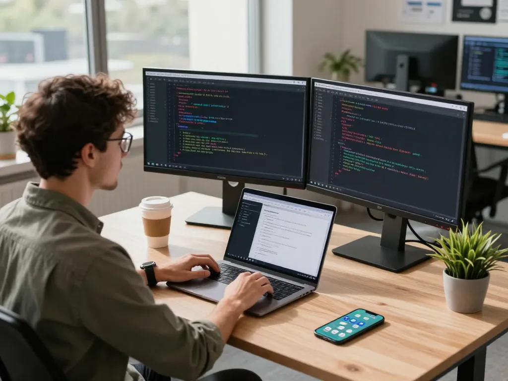 open claw developer working on personal AI assistant in modern office