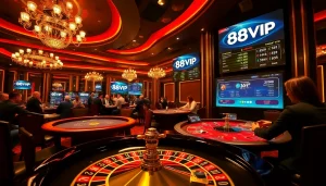 Experience the thrill of 68VIP as gamblers engage in high-stakes table games.