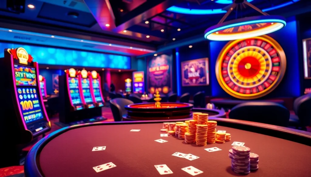 Experience the thrill of gambling at bk8 with luxury casino tables and vibrant game elements.