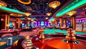 Exciting poker game at km1888b casino, showcasing vibrant atmosphere and lively players.
