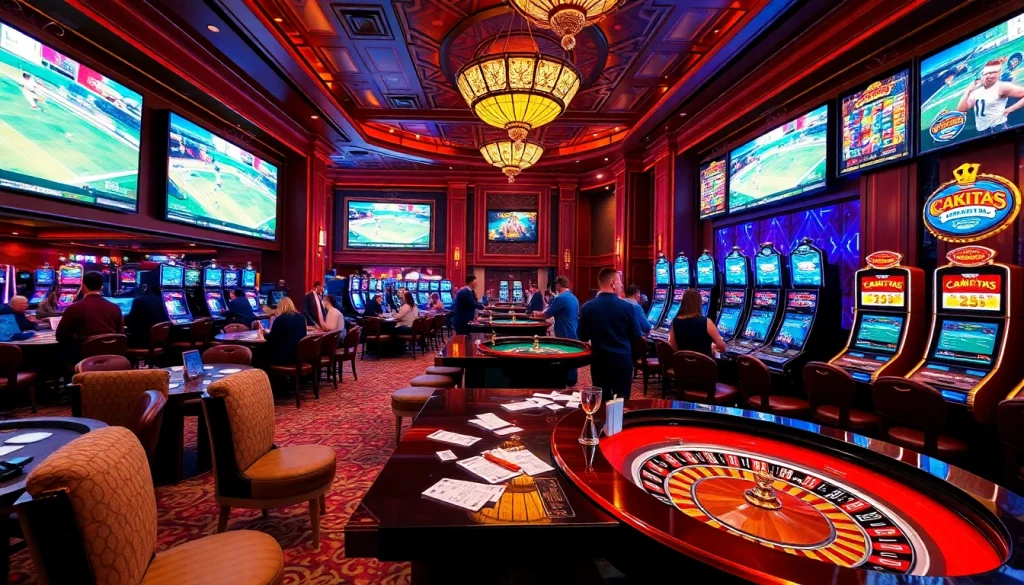 CakhiaTV viewers engage in thrilling live sports betting excitement in a vibrant casino atmosphere.