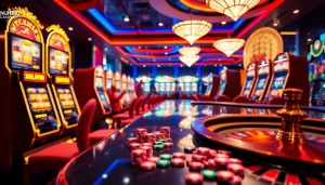 Players celebrating a win at NOHU90 online casino with vibrant slot machines.