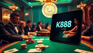 A poker game at https://zk88.club/ featuring vibrant chips and luxury styling for gamblers.