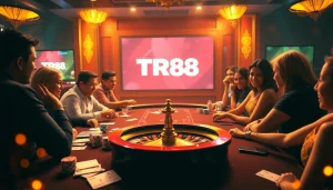 Experience TR88 gaming excitement with vibrant casino table visuals and engaging players.