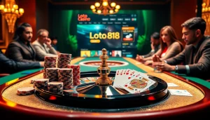 High-stakes poker scene showcasing loto188.gb.net with chips and cards, enhancing casino excitement.
