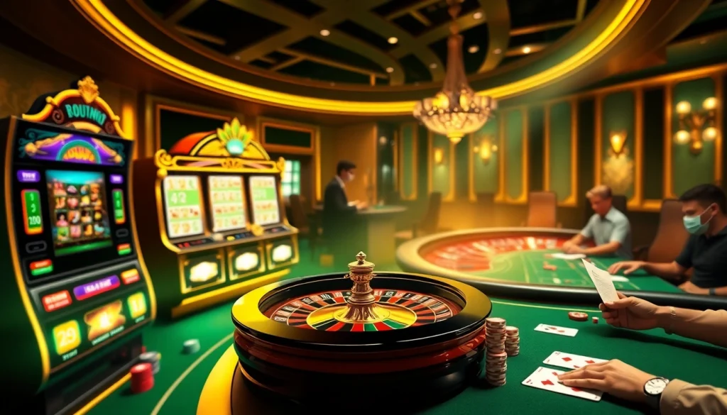 Engaging online gaming atmosphere at https://888vi.biz/ with vibrant casino elements and luxury appeal.