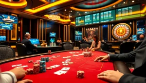 Experience the thrilling excitement of gambling on 98win trang chủ, featuring vibrant blackjack tables and poker chips.