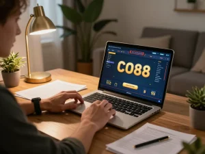 Playing poker online at CO88 with excitement while studying strategies at home