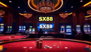 SX88 gamers celebrating wins at premium casino tables with vibrant chips and cards