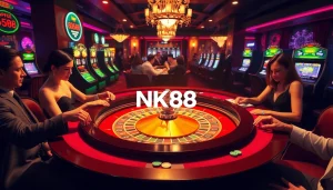 Gamblers enjoying a thrilling roulette experience at NK88 casino.