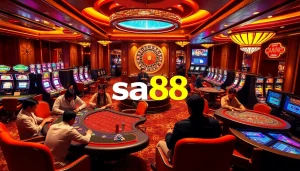 Players engaging in thrilling games at sa88's luxurious casino tables.