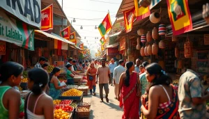Lanka Add marketplace scene with vibrant stalls and local culture