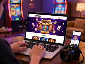 Exciting Zumospin review scene showcasing a player enjoying the vibrant online casino experience.