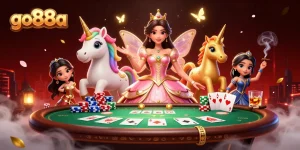 Experience thrilling gameplay at go88a with colorful casino elements, including poker and magical characters.