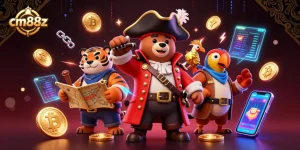 Engage in thrilling gameplay at cm88z with vibrant characters amidst a dynamic casino scene.