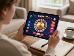 Player enjoying BL555 online casino on tablet, showcasing engaging roulette game