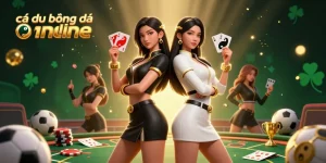Play strategic cá độ bóng đá online with stunning twin Asian women representing sports betting in an energetic scene.