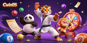 Cwin05 engages players with a vibrant 3D illustration of exciting lottery games and playful characters