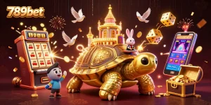 Chơi game tại 789bet với rùa vàng khổng lồ và nhà cái thỏ, thưởng thức không gian sòng bạc thú vị.