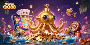 Engage in thrilling gameplay with Nhà Cái QQ88's vibrant 3D casino experience featuring golden kraken.