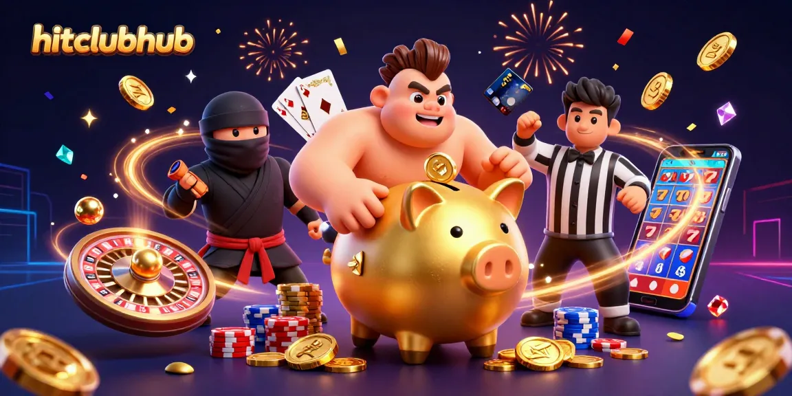 Experience thrilling action at hitclubhub with a dynamic 3D casino scene featuring animated characters and vibrant game elements.