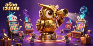 Spin the reels and win big at สล็อตเว็บตรง with a lively casino scene showcasing vibrant slot games.